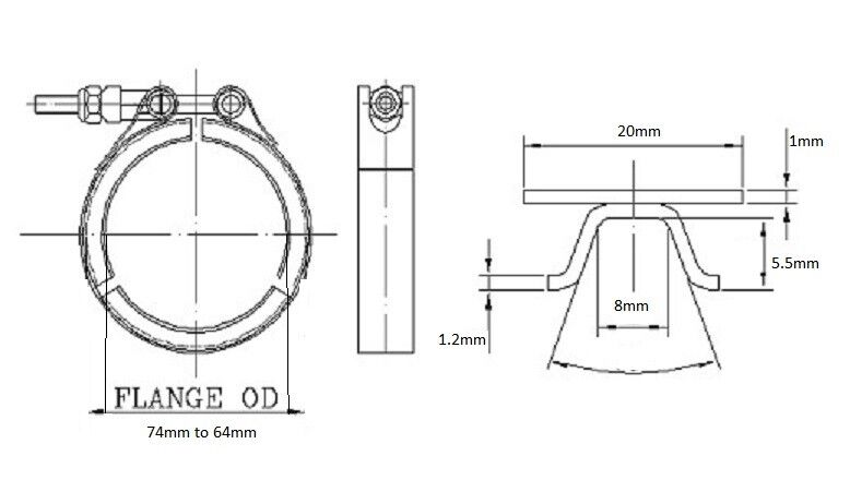 2.5" / 63mm 63.5 V-Band Clamp Custom Exhaust Frontpipe Turbo MidPipe Intercooler