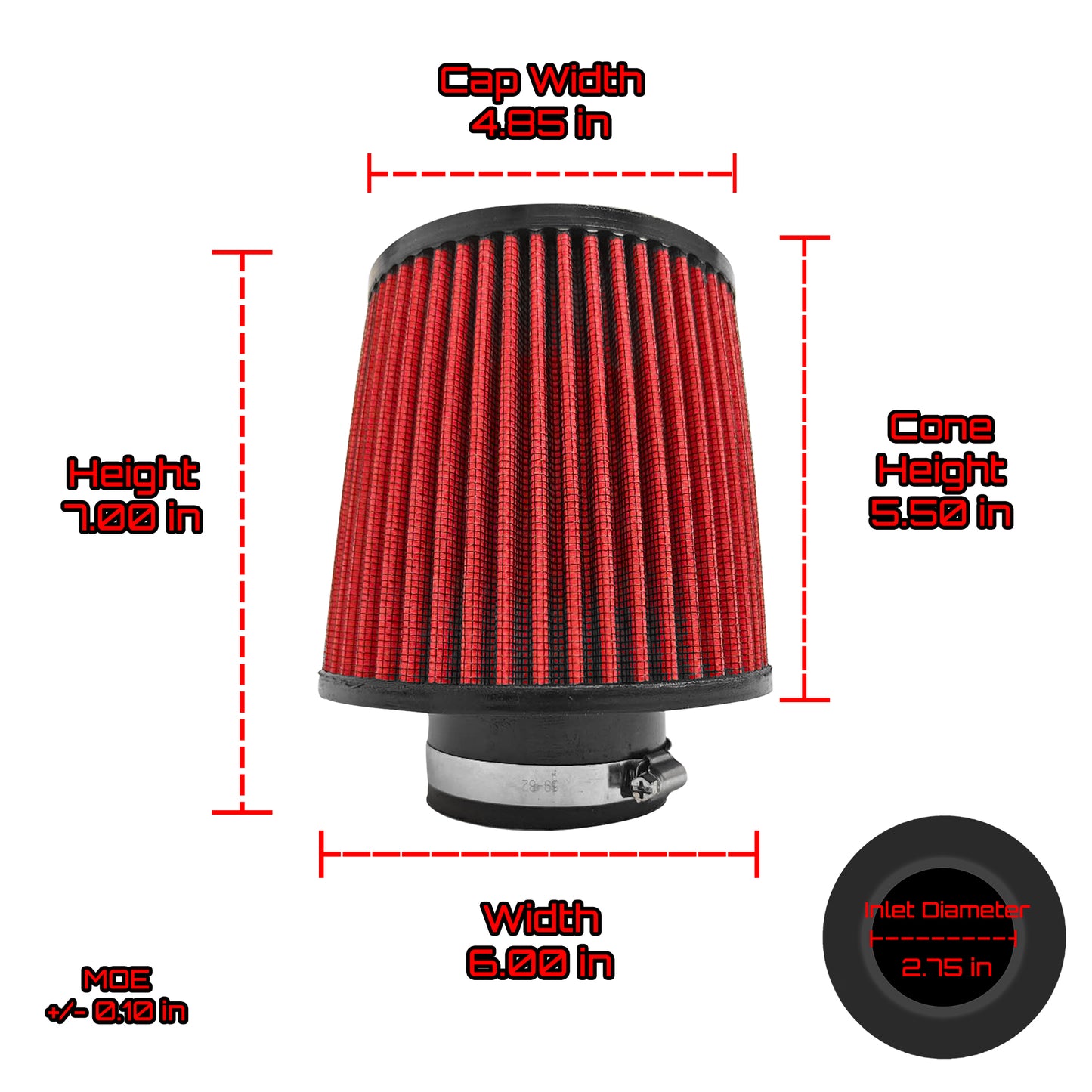 Ultra Performance Dry Air Filter 7.00" L x 6.00" W Fits 2.75" Inlet