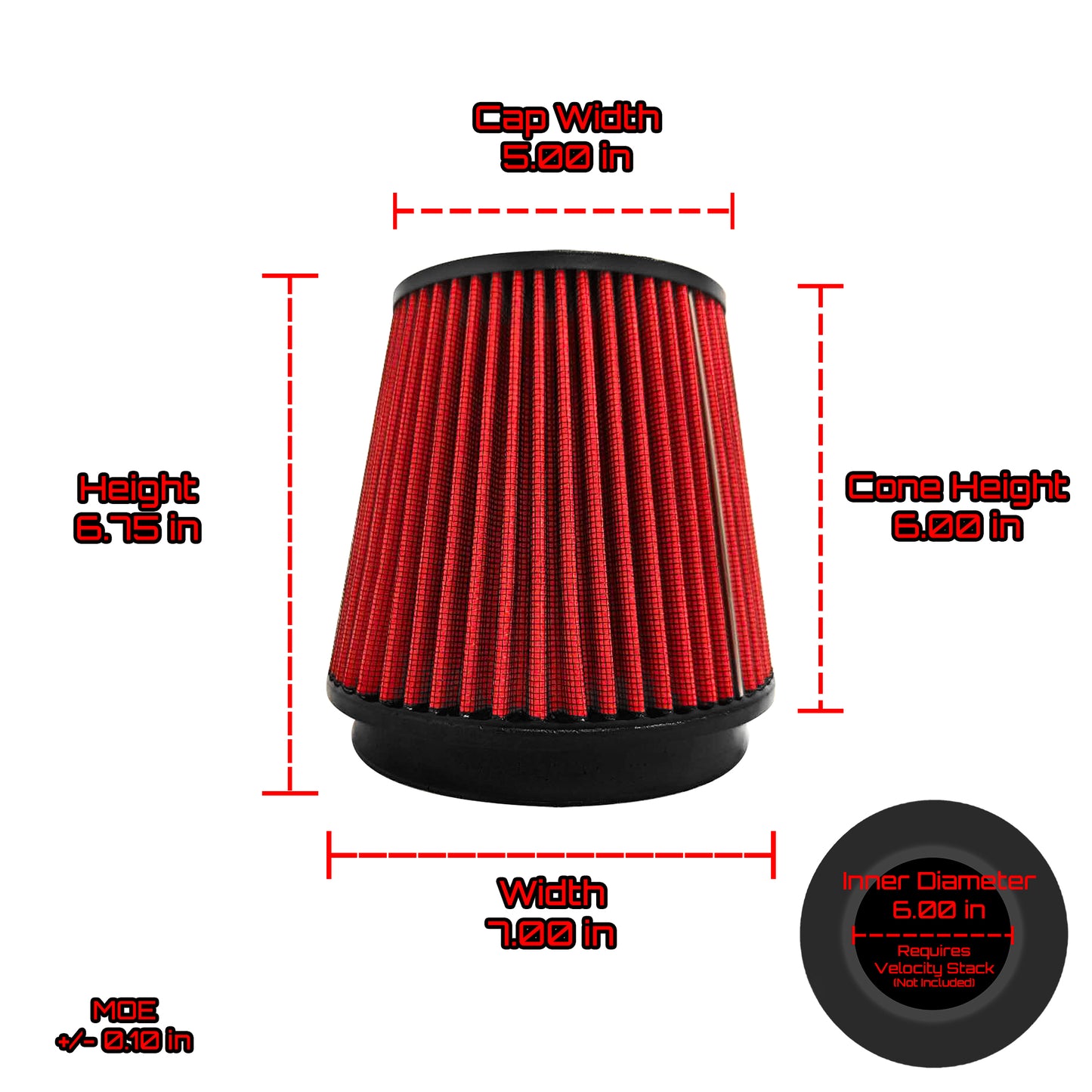 Ultra Performance Dry Air Filter 6.75" H x 7.00" W Fits 6.00" Inlet