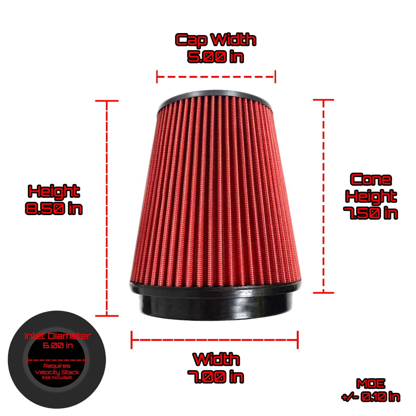 Ultra Performance Dry Air Filter 8.50" L x 7.00" W Fits 6.00" Inlet