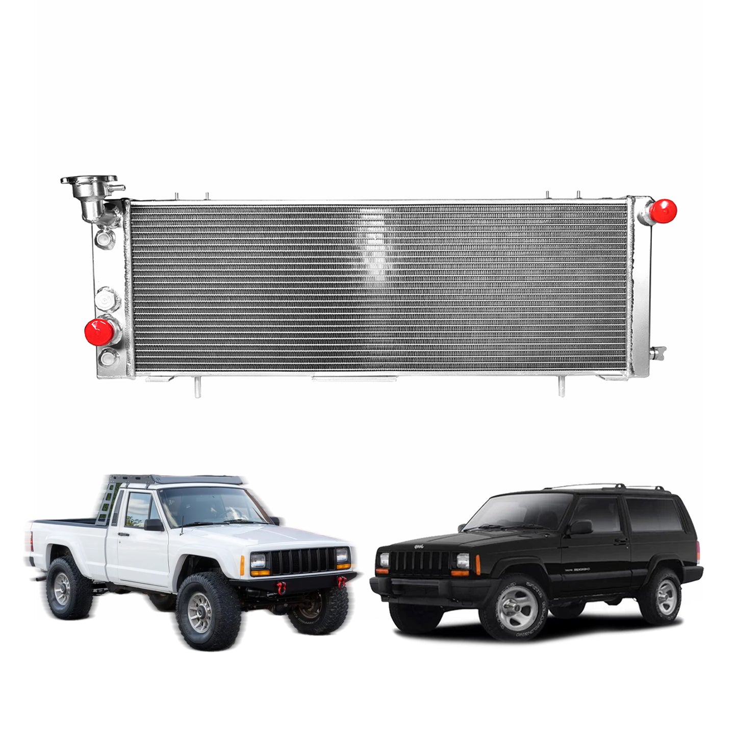 1984-2001 Jeep Cherokee XJ Comanche 2.5L 4.0L I4 I6 Aluminum Radiator 3-Row