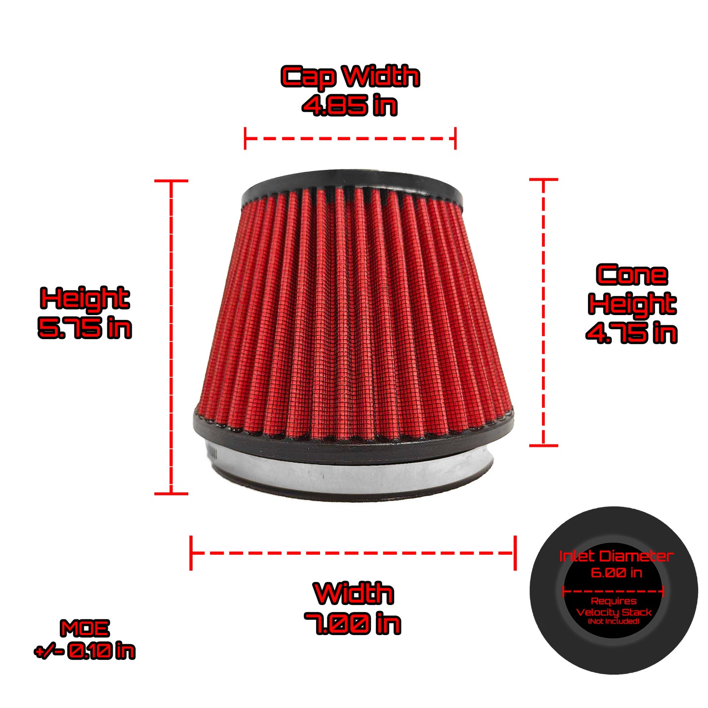 Ultra Performance Dry Air Filter 5.75" in H x 7.00" W Fits 6.00" Inlet
