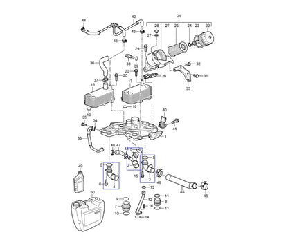 Porsche 911 997/GT2/RS Turbo Coolant Elbow Pipes for Oil Exchanger