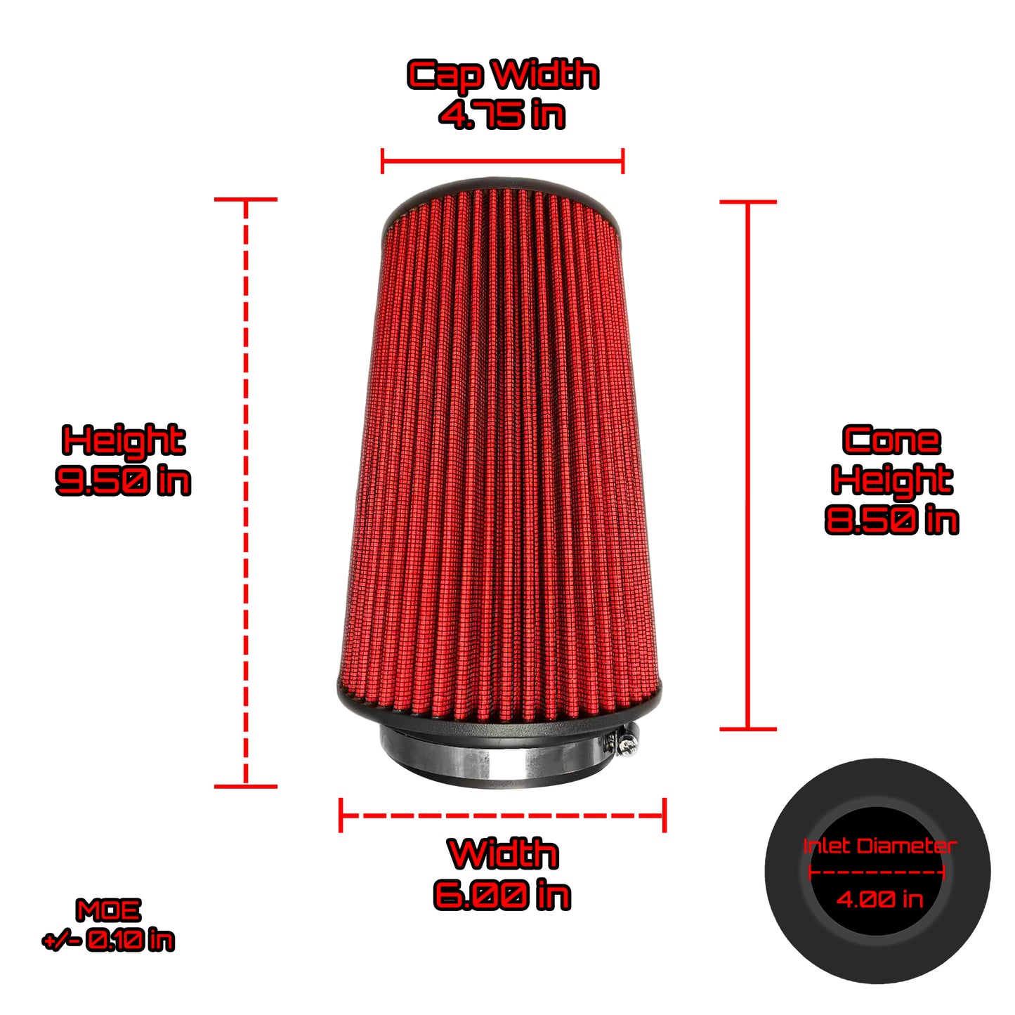 Ultra Performance Dry Air Filter 9.50" L x 6.00" W Fits 4.00" Inlet
