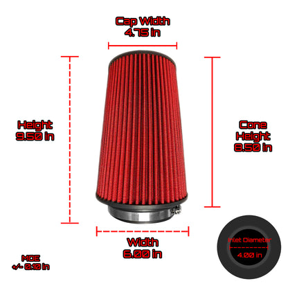 Ultra Performance Dry Air Filter 9.50" L x 6.00" W Fits 4.00" Inlet