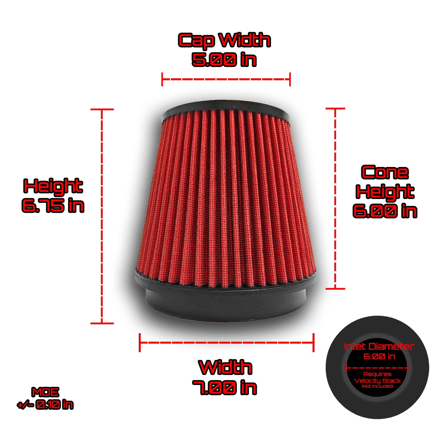 Ultra Performance Dry Air Filter 6.75" H x 7.00" W Fits 6.00" Inlet