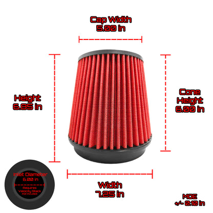 Ultra Performance Dry Air Filter 6.85" H x 7.25" W Fits 6.00" Inlet