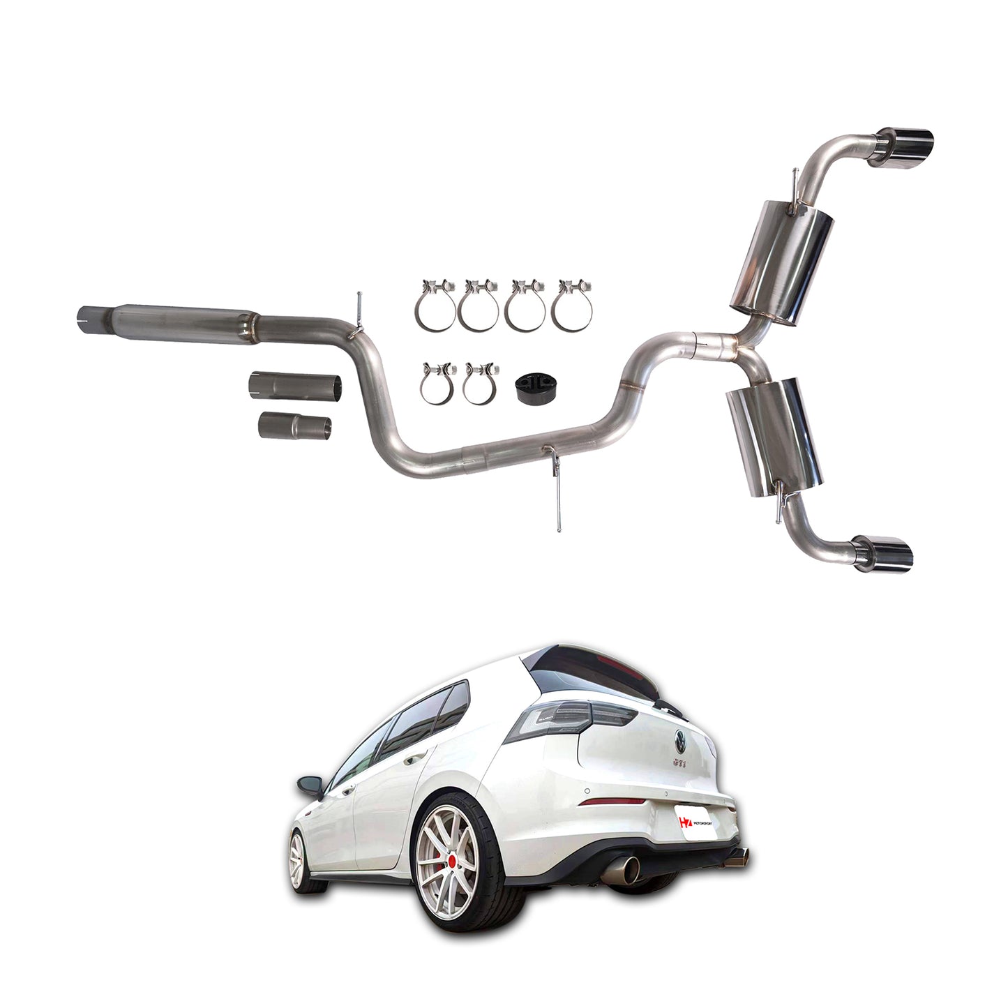 2022+ Volkswagen Golf GTI MK8 Catback Exhaust with Mufflers
